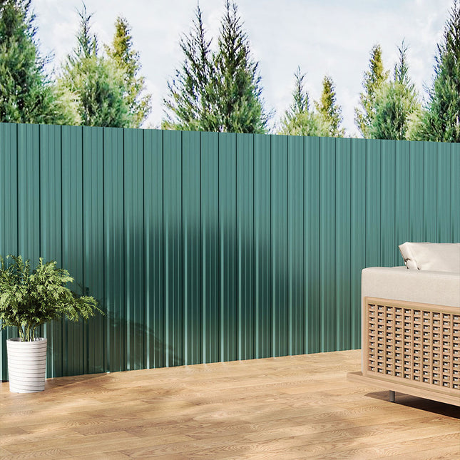 Set of 12 Steel Corrugated Panels Dark Green 45x115cm