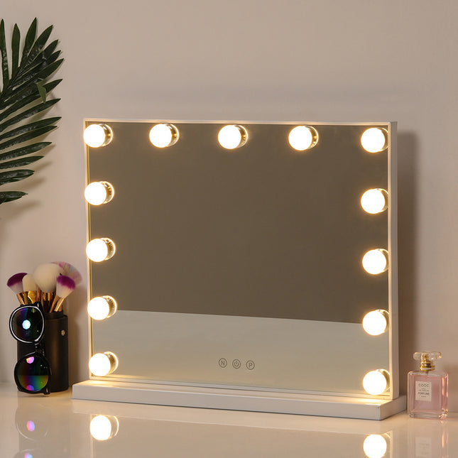 Large Makeup Dressing Mirror With 13 LED Light Touch Dimmable Bulb 50x42cm