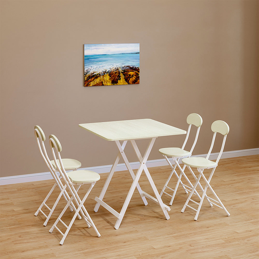 White 70x70cm Folding Wooden Dining Table