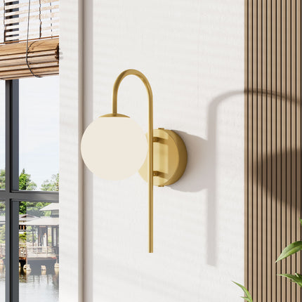 Golden Wall Light with Frosted Glass Shade