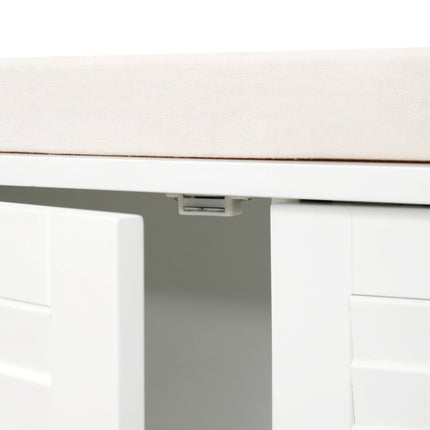 White Shutter Door Shoe Cabinet Storage Bench
