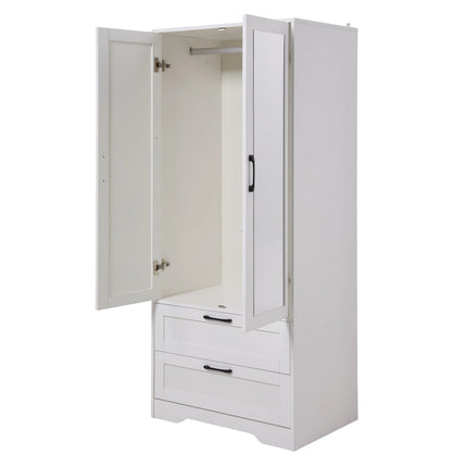2-Door Wardrobe with Drawers & Mirror