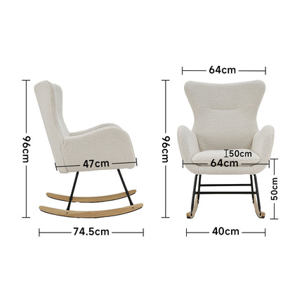 Comfy Sherpa Upholstered Rocking Accent Chair with High Backrest and Armrests