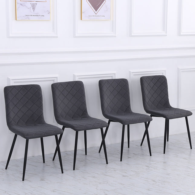 Set of 4 Padded Matte Velvet Accent Dining Chairs, Grey, 83cm H