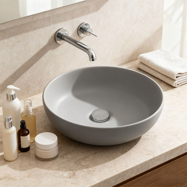 Round Ceramic Countertop Washbasin Vessel Sink