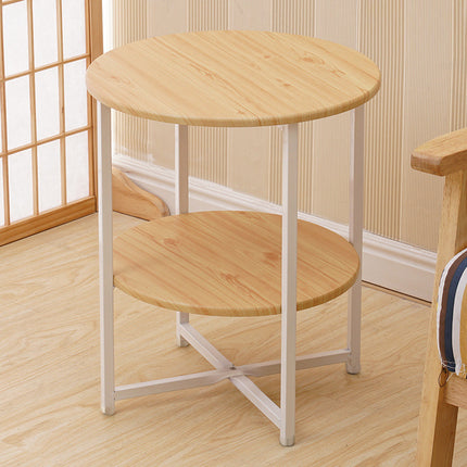 Natural Small Round Coffee Table with 2 Tier