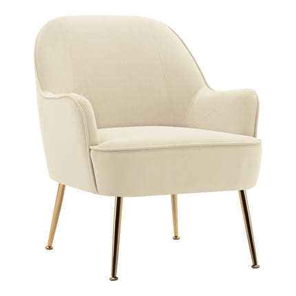 Upholstered Comfy Armchair with Gold-Plated Feet