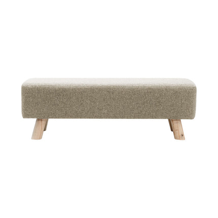 Rectangular Upholstered Linen Shoe Changing Bench with Rubberwood Legs