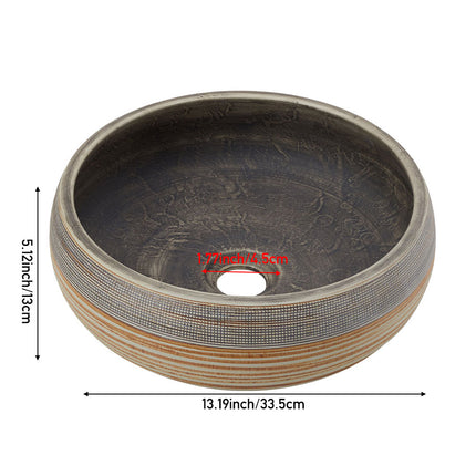Ceramic Countertop Washbasin Vessel Sink with Waste Kit