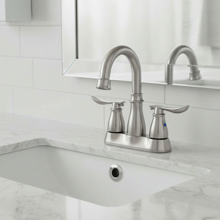 Double Handle Bathroom Sink Faucet with Drainer