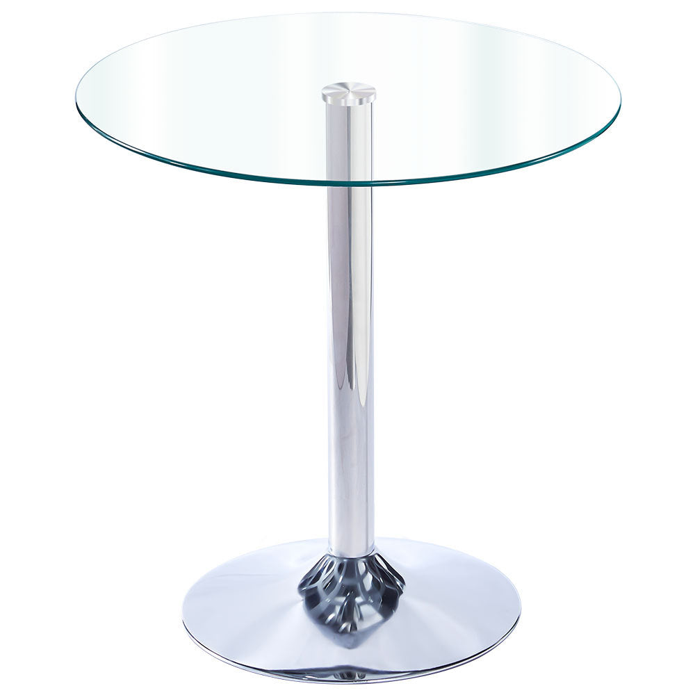 Silver Round Clear Glass Dining Table