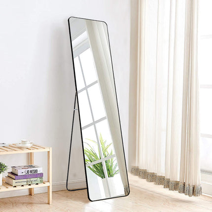 Black 160cm Modern Rectangle Metal Floor Mirror