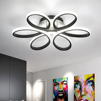 Modern Acrylic Petal LED Chandelier Ceiling Light Black 58CM Cool White