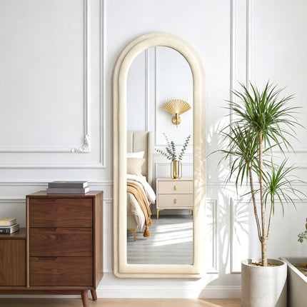 160cm Double Arched Full-Length Mirror with Safety Film & Velvet-Wrapped MDF Frame