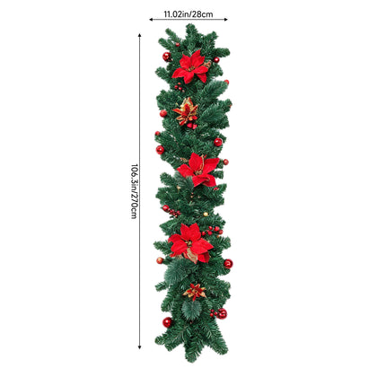 270cm Artificial Christmas Garland Decoration with LED String Light