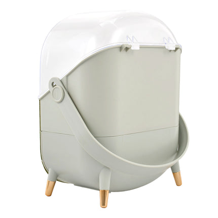 Countertop Portable Oval Makeup Storage Box with Transparent Cover