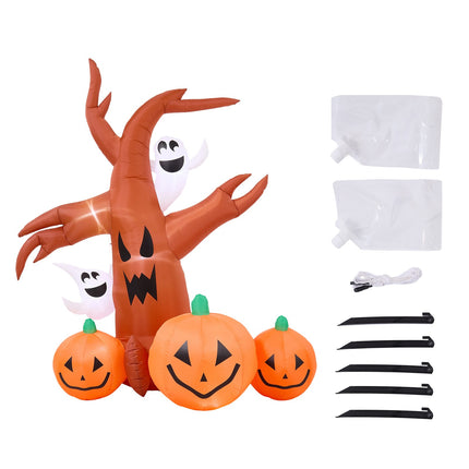 7FT Halloween Inflatable Dead Tree with Ghosts and Pumpkins