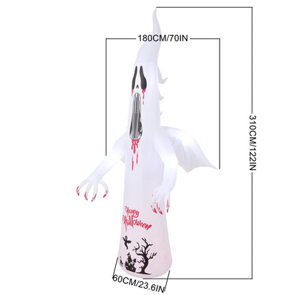 10.2FT Halloween Inflatable Scream Ghost Decoration with Built-in Lights