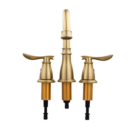 Double Handle Bathroom Sink Faucet with Drainer