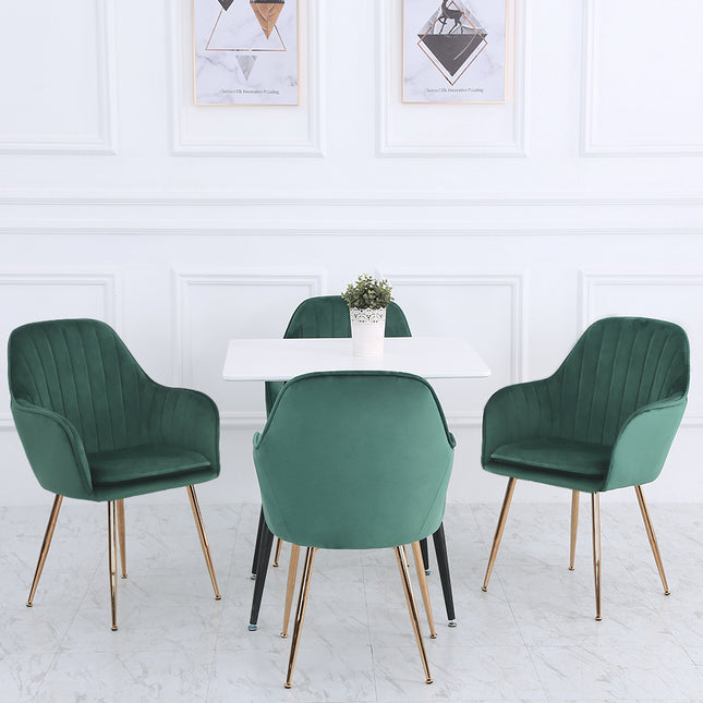Set of 2 Velvet Dining Chairs with Pad Green