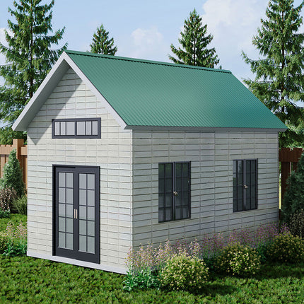 Set of 12 Steel Corrugated Panels Dark Green 45x115cm
