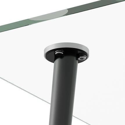 Modern Dining Table with Tempered Glass Tabletop & Metal Legs