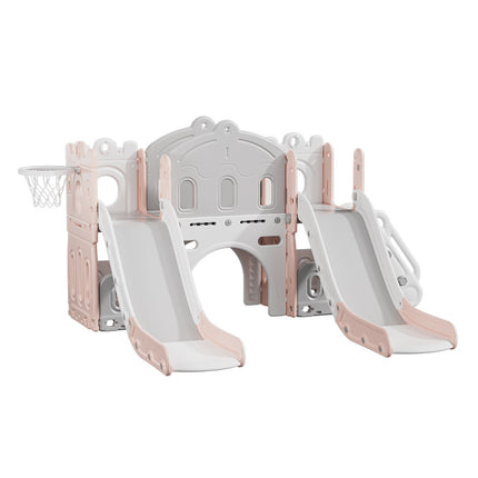 Pink Toddler Indoor Outdoor Toddler Two Slides Playset