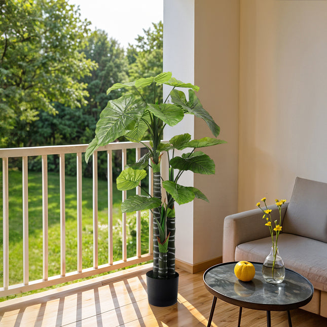 Artificial Tropical Plant with Plastic Flowerpot Home and Office Plant Decoration