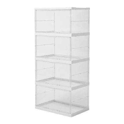 4-Tier Foldable Storage Cabinet Shoes Organizer with Doors