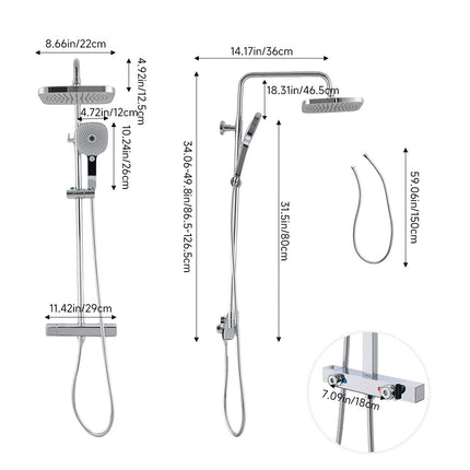 Chrome-plated Thermostatic Shower Mixer Set