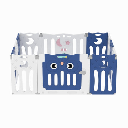 Kids Child Playpen Foldable Safety Gate Fence with Lock, Blue 12 Panels