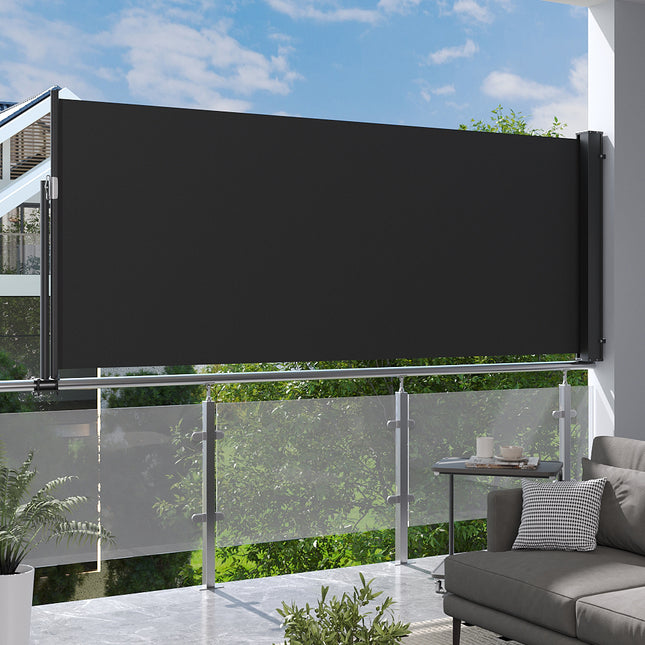 300x120CM Retractable Side Awning Garden Privacy Screen Windbreak Sunshade, Grey