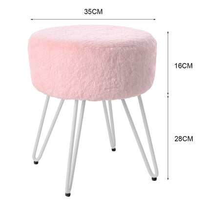 35 cm Round Fuzzy Ottoman Vanity Stool