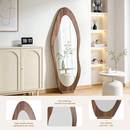 160cm Wooden Frame Full Length Mirror with Mirror Base
