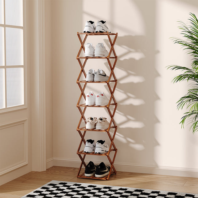 7-Tier Bamboo Folding Shoe Rack