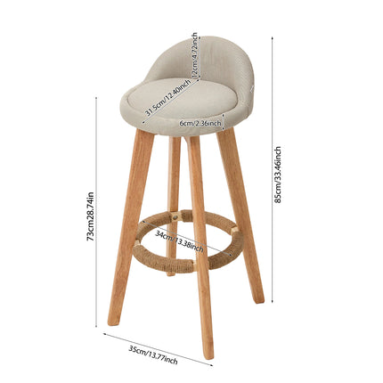 Set of 2 Bar Stools with Low Backrest and Footrest