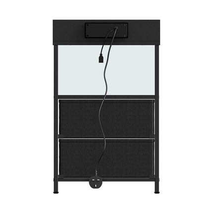 Nightstand Bedside Table with Charging Station and LED Lights