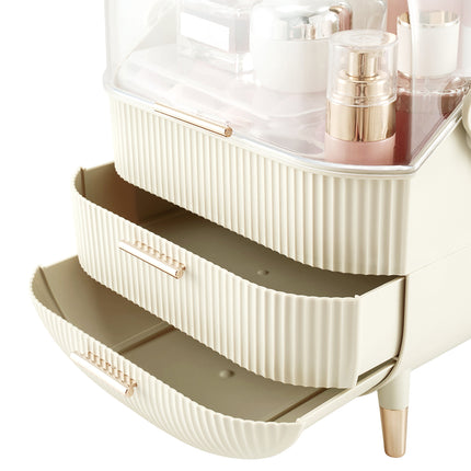 Countertop Portable Oval Makeup Storage Box with Transparent Cover