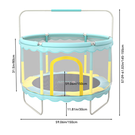 Outdoor Enclosure Trampoline with Balance Bar