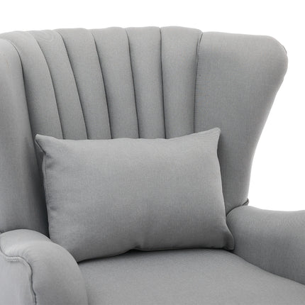 Modern Wingback Accent Chair Armchair with Footstool and Lumbar Pillow