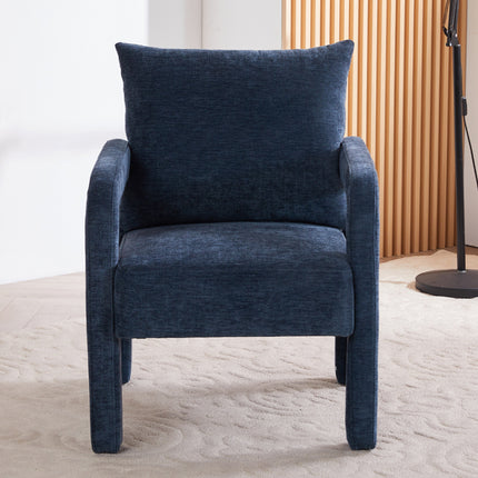 Chenille Upholstered Accent Chair with Lumbar Pillow