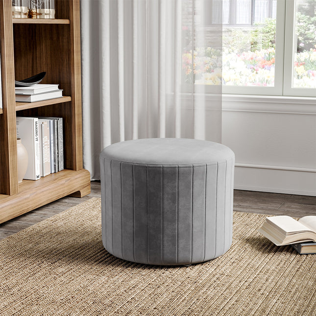 Upholstered Footstool with Anti-slip Foot Pads