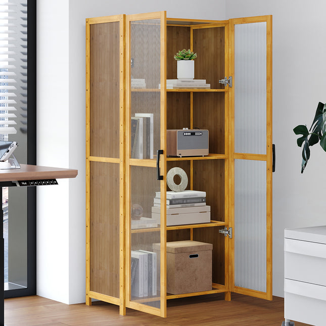 4-Tier Narrow Bookcase Storage Cabinet with Acrylic Door