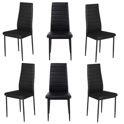 Set of 6 Modern Faux Leather Armless High Back Dining Chairs
