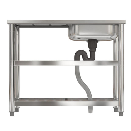 80cm H Stainless Steel Divider Sink with a Shelf and Drainboard