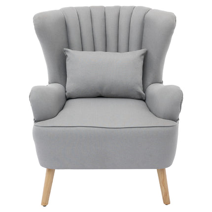 Modern Wingback Accent Chair Armchair with Footstool and Lumbar Pillow