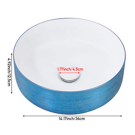 Round Ceramic Countertop Washbasin Vessel Sink