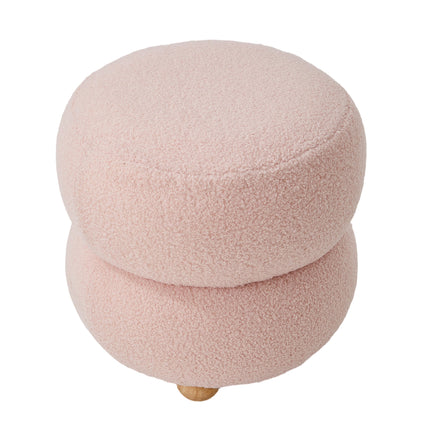 Round Teddy Fleece Upholstered Footstool