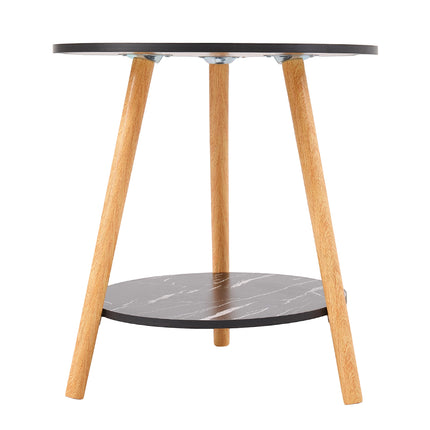 Double-Tier Round Wooden Side Table
