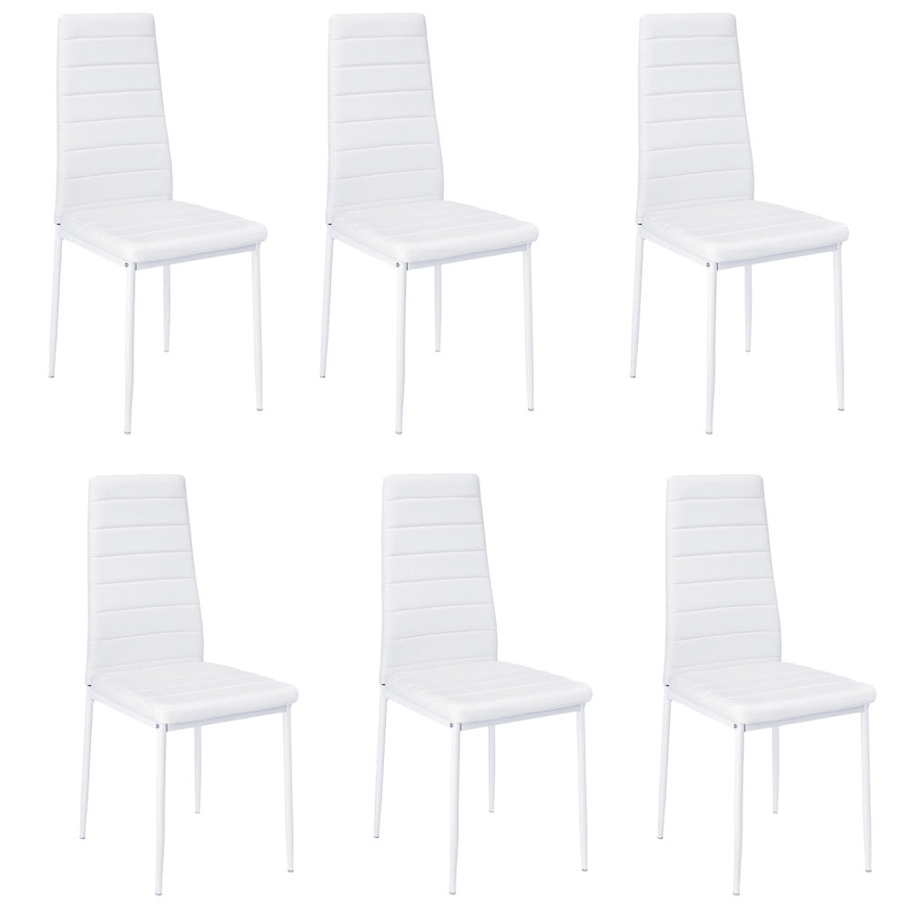 Set of 6 PU Leather Padded Seat Metal Legs Dining Chair